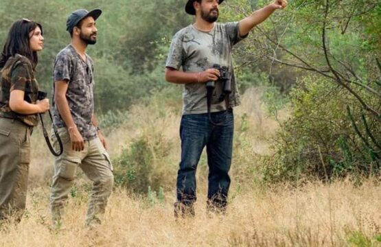 Three-people-in-a-Rajasthan-field-with-a-man-pointing-at-something-in-the-distance-surrounded-by-nature-and-wildlife-555x360.jpg
